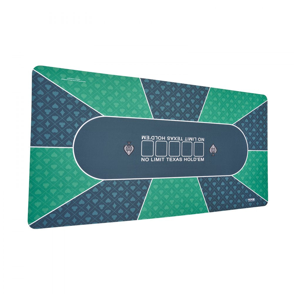 VEVOR Poker Table Top, 70 x 35 Inch Poker Mat for Table, 6-8 Players Foldable Poker Table Top with Carrying Bag, Folding Poker Table Topper for Poker Games, Poker Room, Rectangle, Green