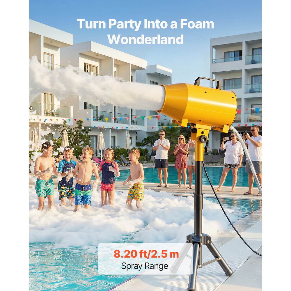 VEVOR Foam Machine, Adjustable Angle Control Foam Cannon Party Machine, Bubble Cannon with Fan & Triangular Structure, Dense Foams Maker for Backyard, Celebrations & Party, Continuous Foams Output