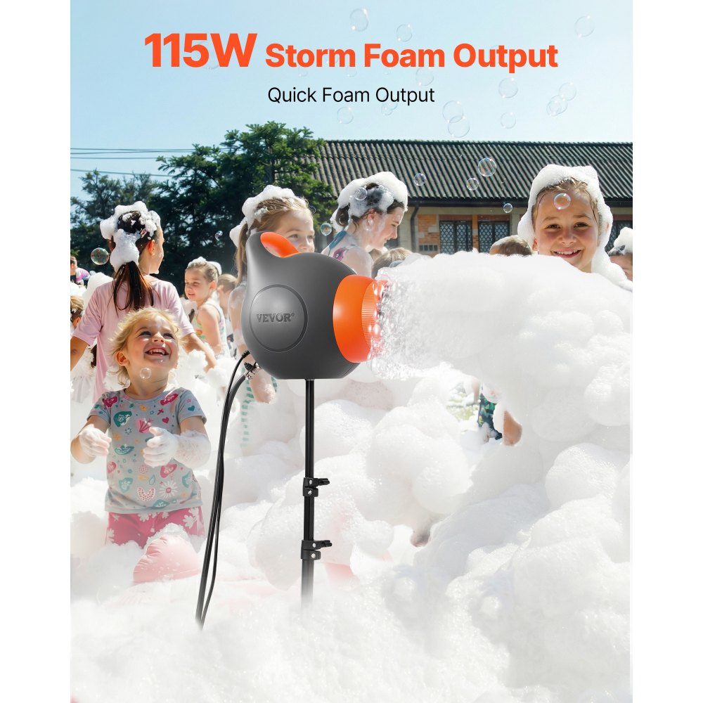 VEVOR Foam Machine, 115 W Party Foam Cannon, Portable Foam Maker with a Tripod Stand, Powerful Foam Party Machine, for Backyard, Pool, Outdoor Events, Birthdays, Celebrations and Party, Grey & Orange