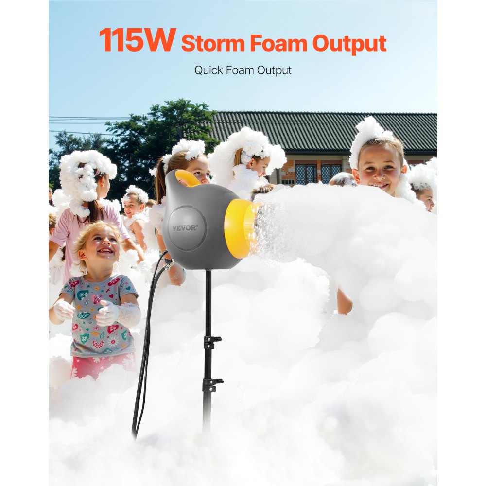 VEVOR Foam Machine, 115 W Party Foam Cannon, Portable Foam Maker with a Tripod Stand, Powerful Foam Party Machine, for Backyard, Pool, Outdoor Events, Birthdays, Celebrations and Party, Grey & Yellow
