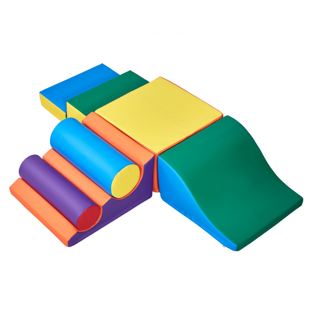 VEVOR Climbing Toys, 7-Piece Set, Foam Climbing Toys for Toddlers 6 Months to 3 Years Old, PU Leather Climbing Blocks, Indoor Climb and Crawl Activity Playset for Crawling & Sliding, Easy to Clean