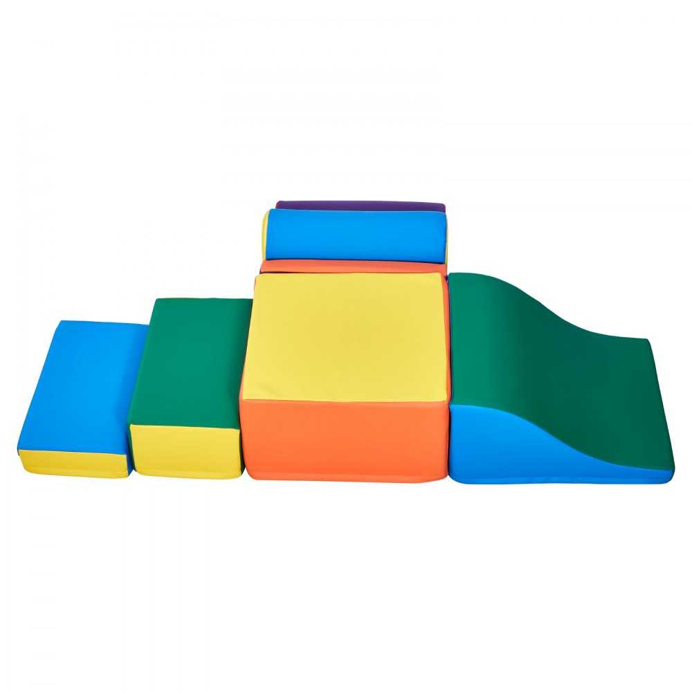 VEVOR Climbing Toys, 7-Piece Set, Foam Climbing Toys for Toddlers 6 Months to 3 Years Old, PU Leather Climbing Blocks, Indoor Climb and Crawl Activity Playset for Crawling & Sliding, Easy to Clean