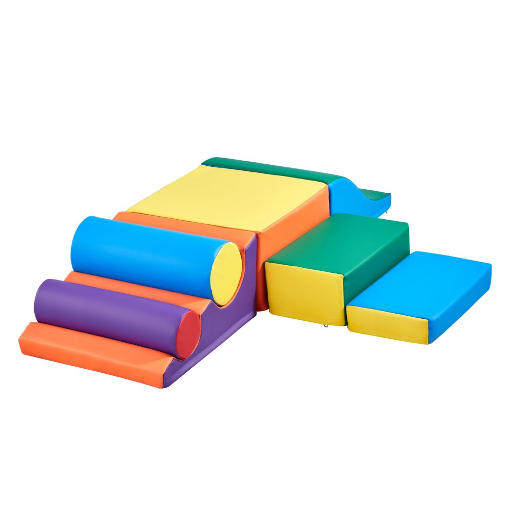 VEVOR Climbing Toys, 7-Piece Set, Foam Climbing Toys for Toddlers 6 Months to 3 Years Old, PU Leather Climbing Blocks, Indoor Climb and Crawl Activity Playset for Crawling & Sliding, Easy to Clean
