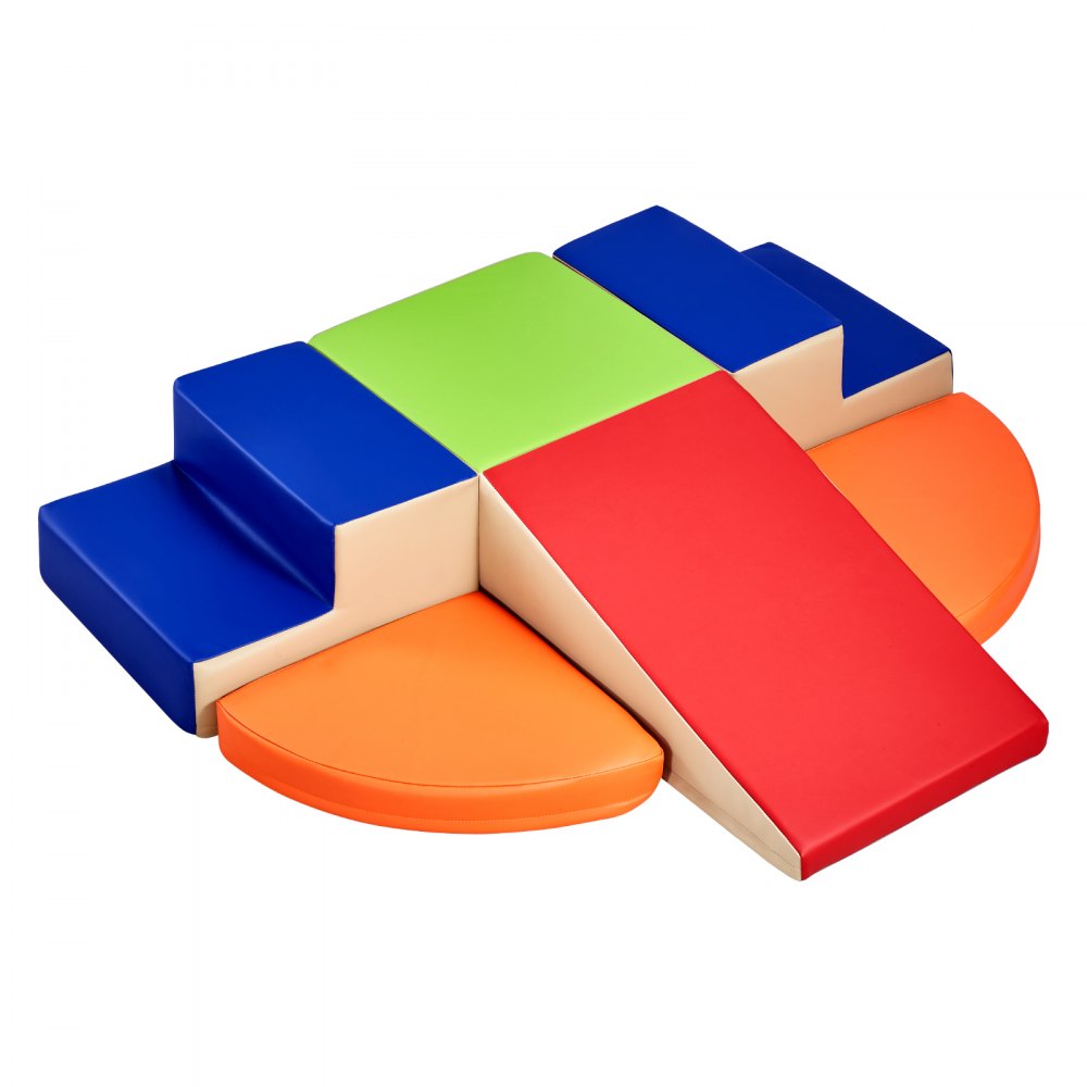 VEVOR Climbing Toys, 6-Piece Set, Foam Climbing Toys for Toddlers 6 Months to 3 Years Old, PU Leather Climbing Blocks, Indoor Climb and Crawl Activity Playset for Crawling & Sliding, Easy to Clean