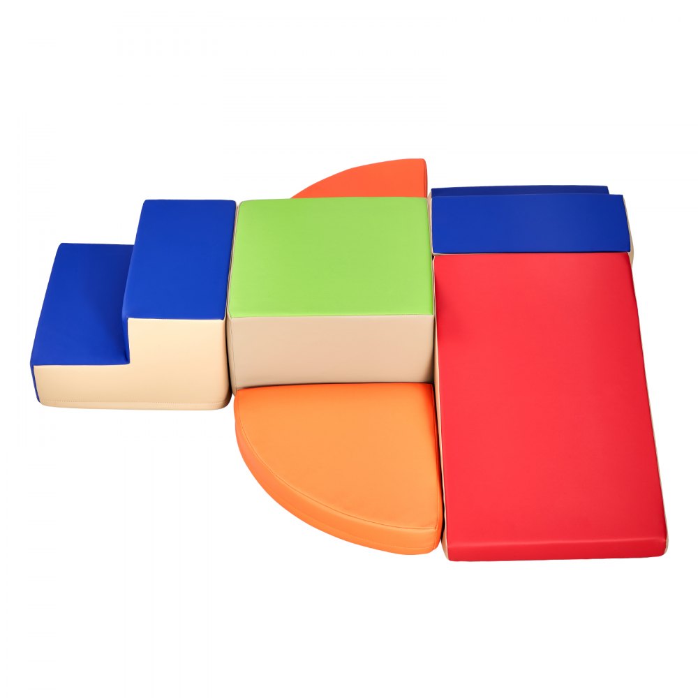 VEVOR Climbing Toys, 6-Piece Set, Foam Climbing Toys for Toddlers 6 Months to 3 Years Old, PU Leather Climbing Blocks, Indoor Climb and Crawl Activity Playset for Crawling & Sliding, Easy to Clean