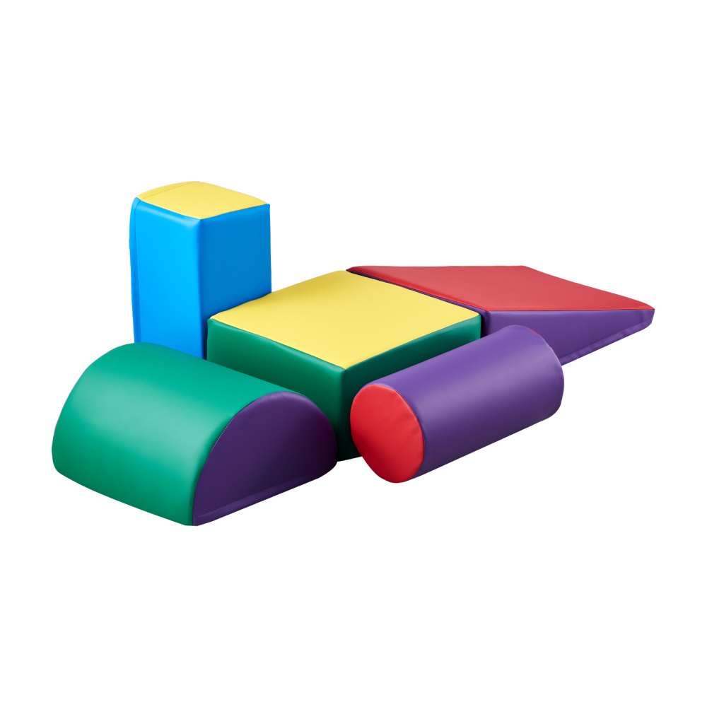 VEVOR Climbing Toys, 5-Piece Set, Foam Climbing Toys for Toddlers 6 Months to 3 Years Old, PU Leather Climbing Blocks, Indoor Climb and Crawl Activity Playset for Crawling & Sliding, Easy to Clean