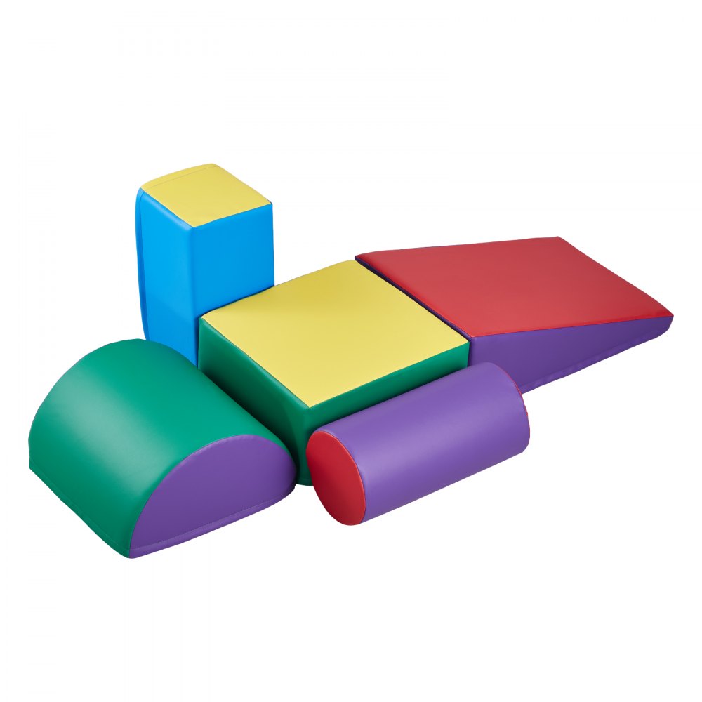 VEVOR Climbing Toys, 5-Piece Set, Foam Climbing Toys for Toddlers 6 Months to 3 Years Old, PU Leather Climbing Blocks, Indoor Climb and Crawl Activity Playset for Crawling & Sliding, Easy to Clean