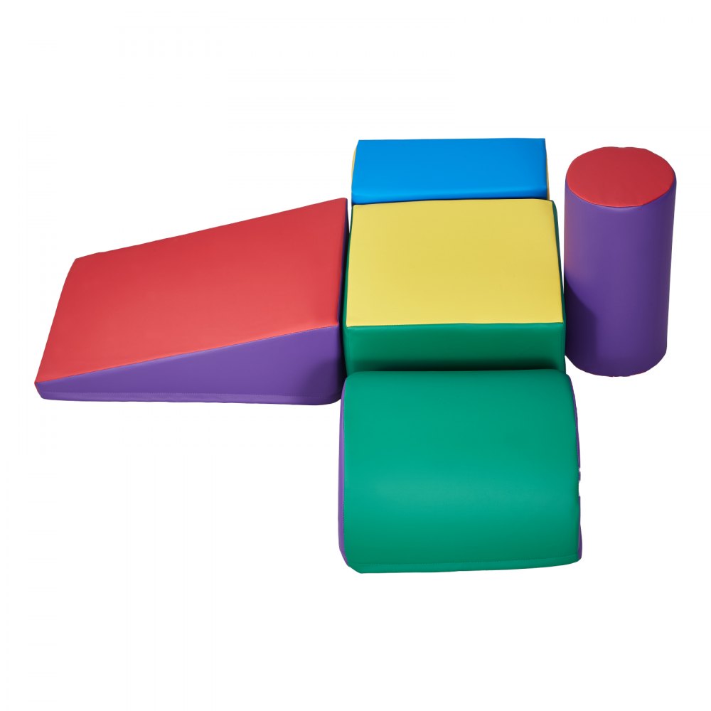 VEVOR Climbing Toys, 5-Piece Set, Foam Climbing Toys for Toddlers 6 Months to 3 Years Old, PU Leather Climbing Blocks, Indoor Climb and Crawl Activity Playset for Crawling & Sliding, Easy to Clean