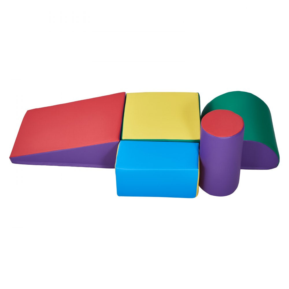 VEVOR Climbing Toys, 5-Piece Set, Foam Climbing Toys for Toddlers 6 Months to 3 Years Old, PU Leather Climbing Blocks, Indoor Climb and Crawl Activity Playset for Crawling & Sliding, Easy to Clean