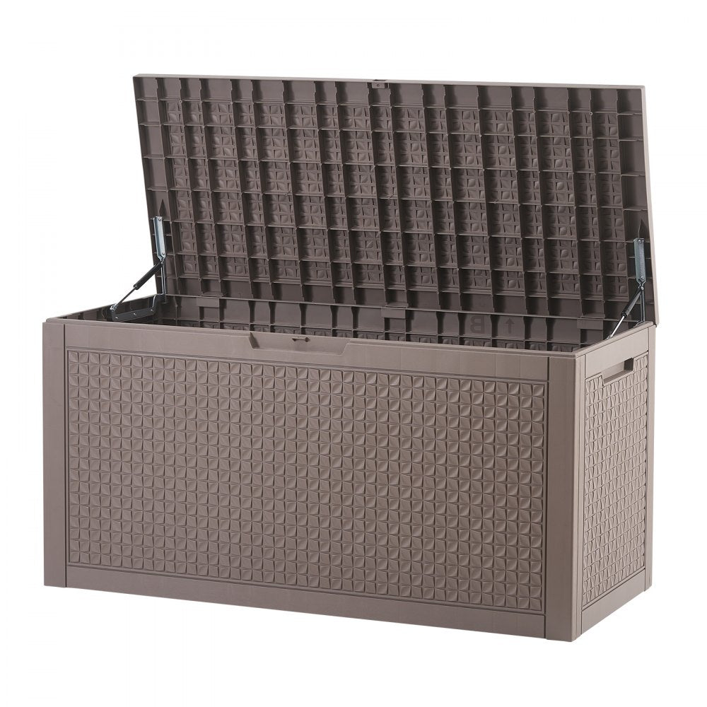 VEVOR Outdoor Storage Box, 100 Gallon Resin Deck Box, Backyard Outside Toy and Towel Storage Cabinet Waterproof, for Patio Furniture Cushions, Garden Tools, Pool Supplies & Package Delivery (Grey)