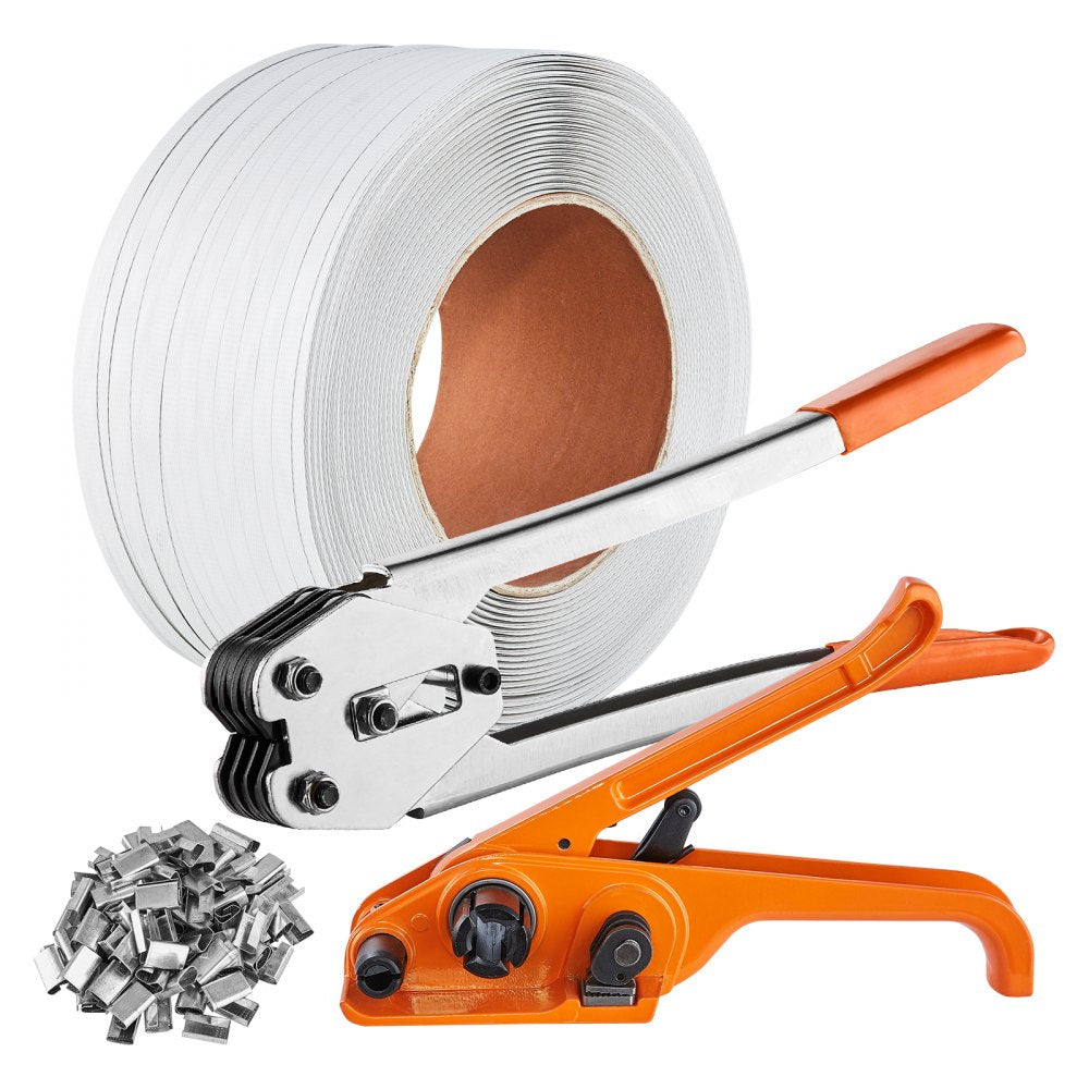 VEVOR Banding Strapping Kit with Strapping Tensioner Tool, Banding Sealer Tool, 3280 ft Length PP Band, 1000 Metal Seals, Pallet Packaging Strapping Banding Kit Banding Packaging Strapping for Packing