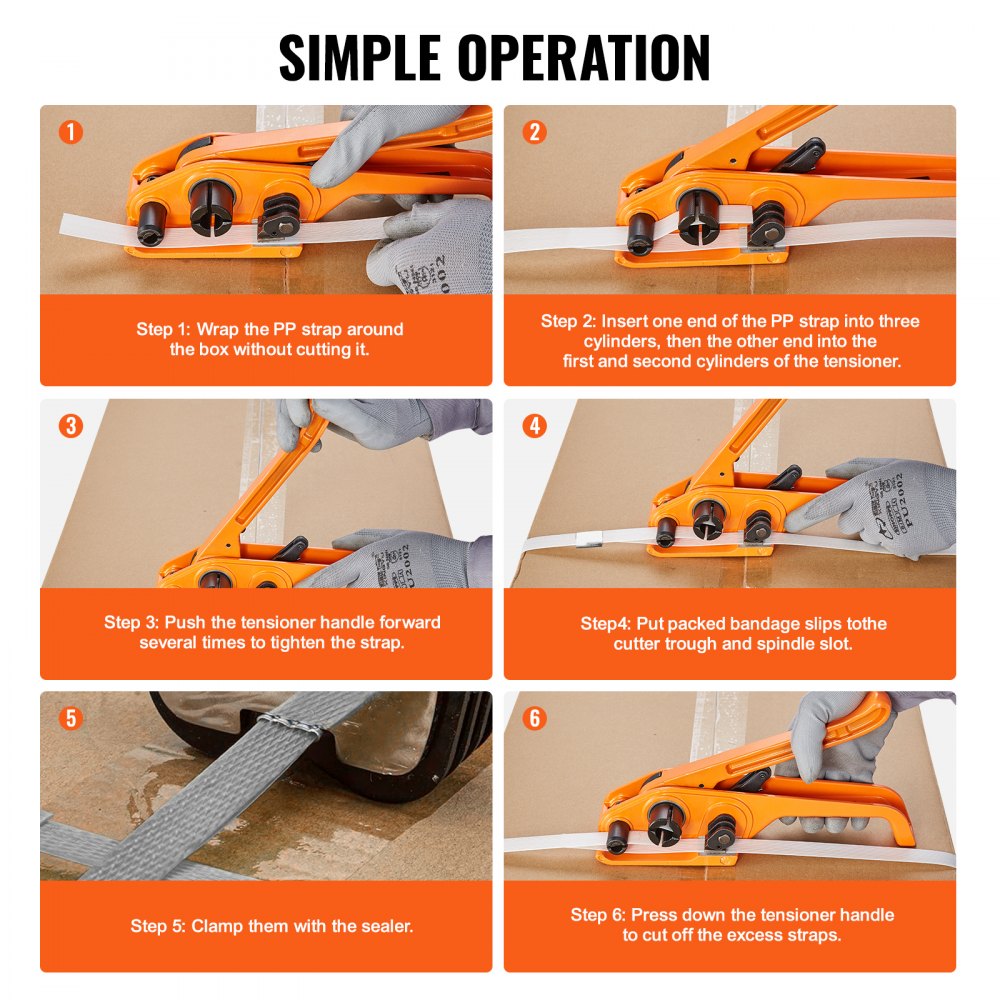 VEVOR PP Banding Strapping Kit with Strapping Tensioner Tool, Banding Sealer Tool, 328 ft Length, 100 Metal Seals, Pallet Packaging Strapping Banding Kit, Banding Packaging Strapping for Packing
