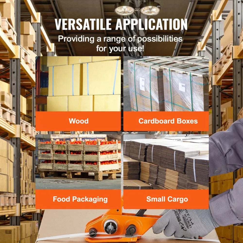 VEVOR PP Banding Strapping Kit with Strapping Tensioner Tool, Banding Sealer Tool, 328 ft Length, 100 Metal Seals, Pallet Packaging Strapping Banding Kit, Banding Packaging Strapping for Packing