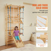 VEVOR Swedish Ladder Wall Gym, 8 in 1 Wooden Indoor Playground Climbing Toys, 220 lbs Load Capacity Swedish Wall Ladder with Pull-Up Bar, Gym Rings, Swing Seat, Rope Ladder, Wall Ladder, Slide Board