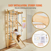 VEVOR Swedish Ladder Wall Gym, 8 in 1 Wooden Indoor Playground Climbing Toys, 220 lbs Load Capacity Swedish Wall Ladder with Pull-Up Bar, Gym Rings, Swing Seat, Rope Ladder, Wall Ladder, Slide Board