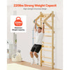 VEVOR Swedish Ladder Wall Gym, 4-in-1 8-Level Indoor Jungle Gym, 220LBS Loading Solid Wood Gymnastic Stall Bars, Indoor Playground Climbing Playset with Gym Rings, Pull-Up Bar, Rope Ladder, Wall Ladder