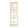 VEVOR Swedish Ladder Wall Gym, 4-in-1 8-Level Indoor Jungle Gym, 220LBS Loading Solid Wood Gymnastic Stall Bars, Indoor Playground Climbing Playset with Gym Rings, Pull-Up Bar, Rope Ladder, Wall Ladder