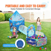 VEVOR 3 in 1 Kids Play Tent with Tunnel, Basketball Hoop for Boys, Girls, Babies and Toddlers, Indoor/Outdoor Pop Up Playhouse with Carrying Bag & Banding Straps Birthday Gifts, Blue Ocean
