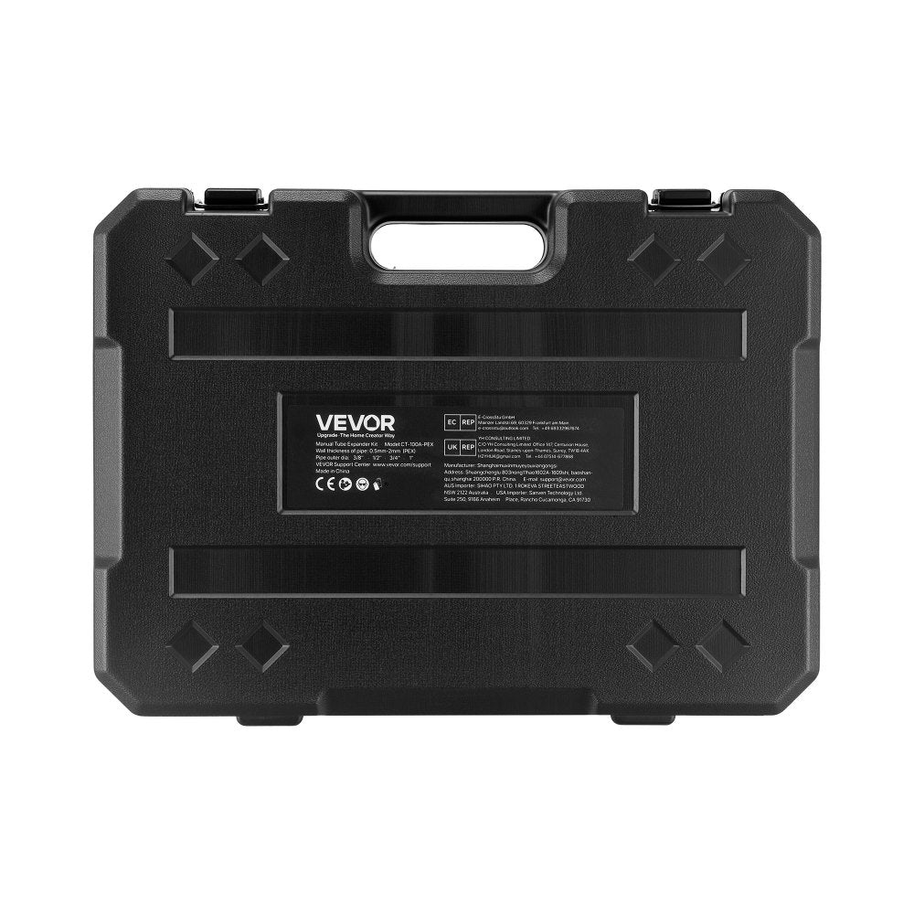 VEVOR PEX Pipe Expander Tool Kit, Manual Tubing Expansion Tool for 3/8", 1/2", 3/4", 1" PEX Pipes - with 4 Expanding Heads, Pipe Cutter & Carrying Case for Radiant Heating & Water Plumbing System