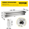 VEVOR Pool Fountain Stainless Steel Pool Waterfall Spillway with Pipe Connector Rectangular Garden Outdoor (11.8\")