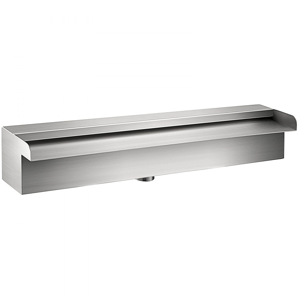 VEVOR Pool Fountain Stainless Steel Pool Waterfall Spillway with Pipe Connector Rectangular Garden Outdoor (11.8\")