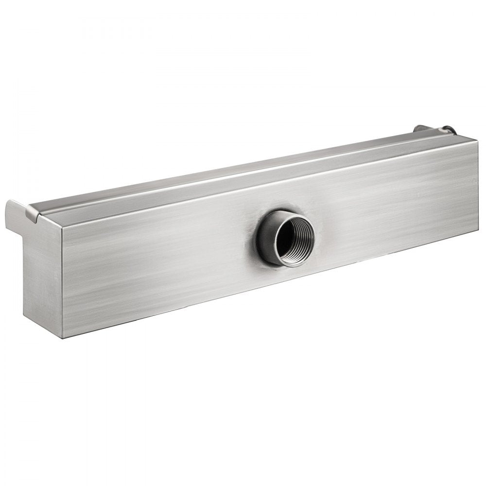 VEVOR Pool Fountain Stainless Steel Pool Waterfall Spillway with Pipe Connector Rectangular Garden Outdoor (11.8\")