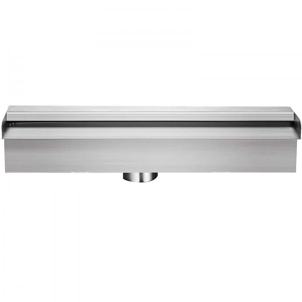 VEVOR Pool Fountain Stainless Steel Pool Waterfall Spillway with Pipe Connector Rectangular Garden Outdoor (11.8\")