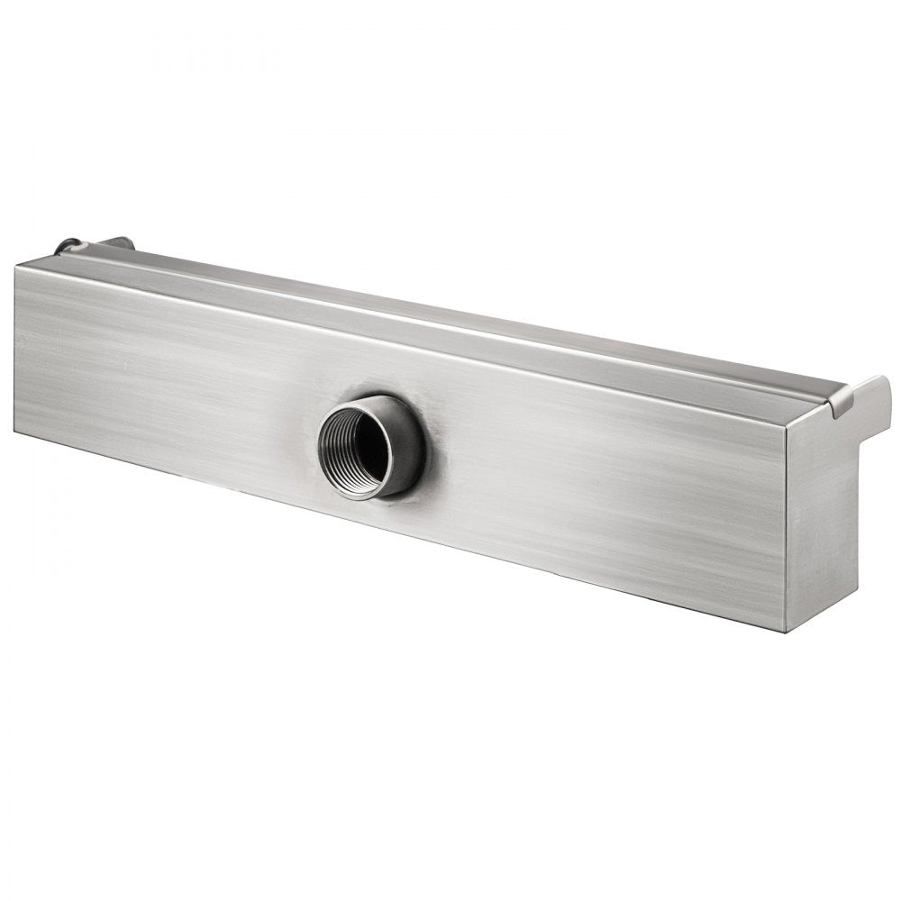 VEVOR Pool Fountain Stainless Steel Pool Waterfall Spillway with Pipe Connector Rectangular Garden Outdoor (11.8\")