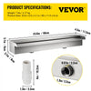 VEVOR Pool Fountain Stainless Steel Pool Waterfall 23.6\" x 4.5\" x 3.1\"(W x D x H) Waterfall Spillway with Pipe Connector Rectangular Garden Outdoor, Silver