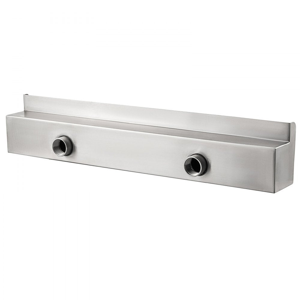 VEVOR Pool Fountain Stainless Steel Pool Waterfall 23.6\" x 4.5\" x 3.1\"(W x D x H) Waterfall Spillway with Pipe Connector Rectangular Garden Outdoor, Silver