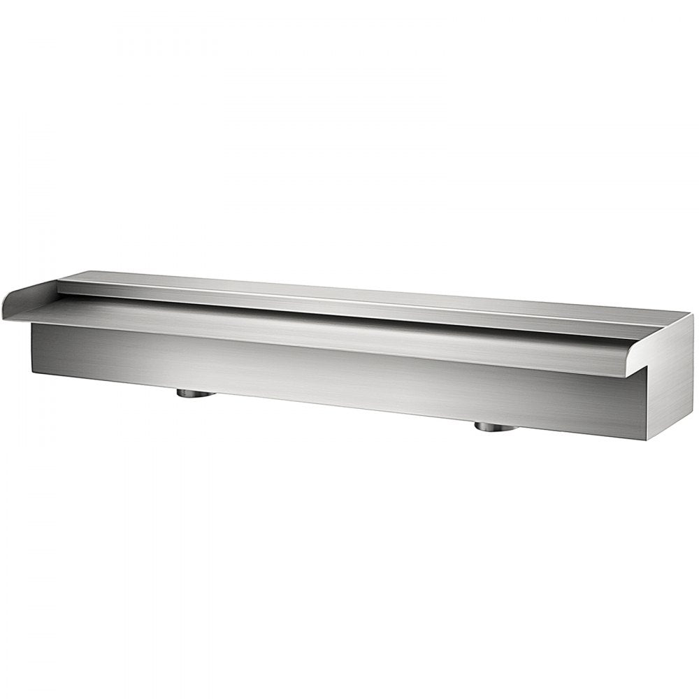 VEVOR Pool Fountain Stainless Steel Pool Waterfall 23.6\" x 4.5\" x 3.1\"(W x D x H) Waterfall Spillway with Pipe Connector Rectangular Garden Outdoor, Silver