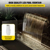 VEVOR Pool Fountain Stainless Steel Pool Waterfall 11.8\" x 4.5\" x 3.1\"(W x D x H) with LED Strip Light Waterfall Spillway with Pipe Connector Rectangular Garden Outdoor