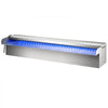 VEVOR Pool Fountain Stainless Steel Pool Waterfall 11.8\" x 4.5\" x 3.1\"(W x D x H) with LED Strip Light Waterfall Spillway with Pipe Connector Rectangular Garden Outdoor
