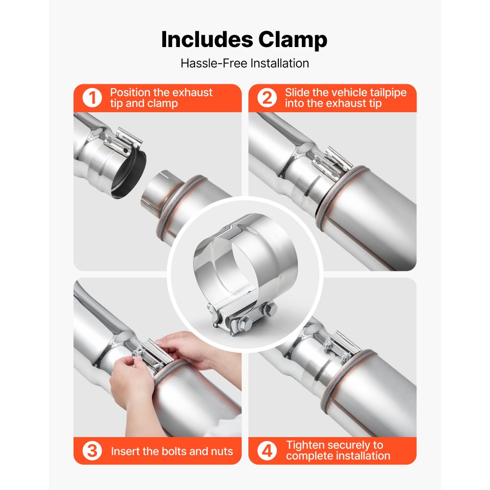 VEVOR Elbow Exhaust Tip, 5 Inch Inlet, 6 Inch Outlet, 23 in Overall Length, Chrome Turn Down Exhaust Tip with Clamp for Truck, Sedan, Sports Car, SUV, Chrome Structure for High Temperature Resistance