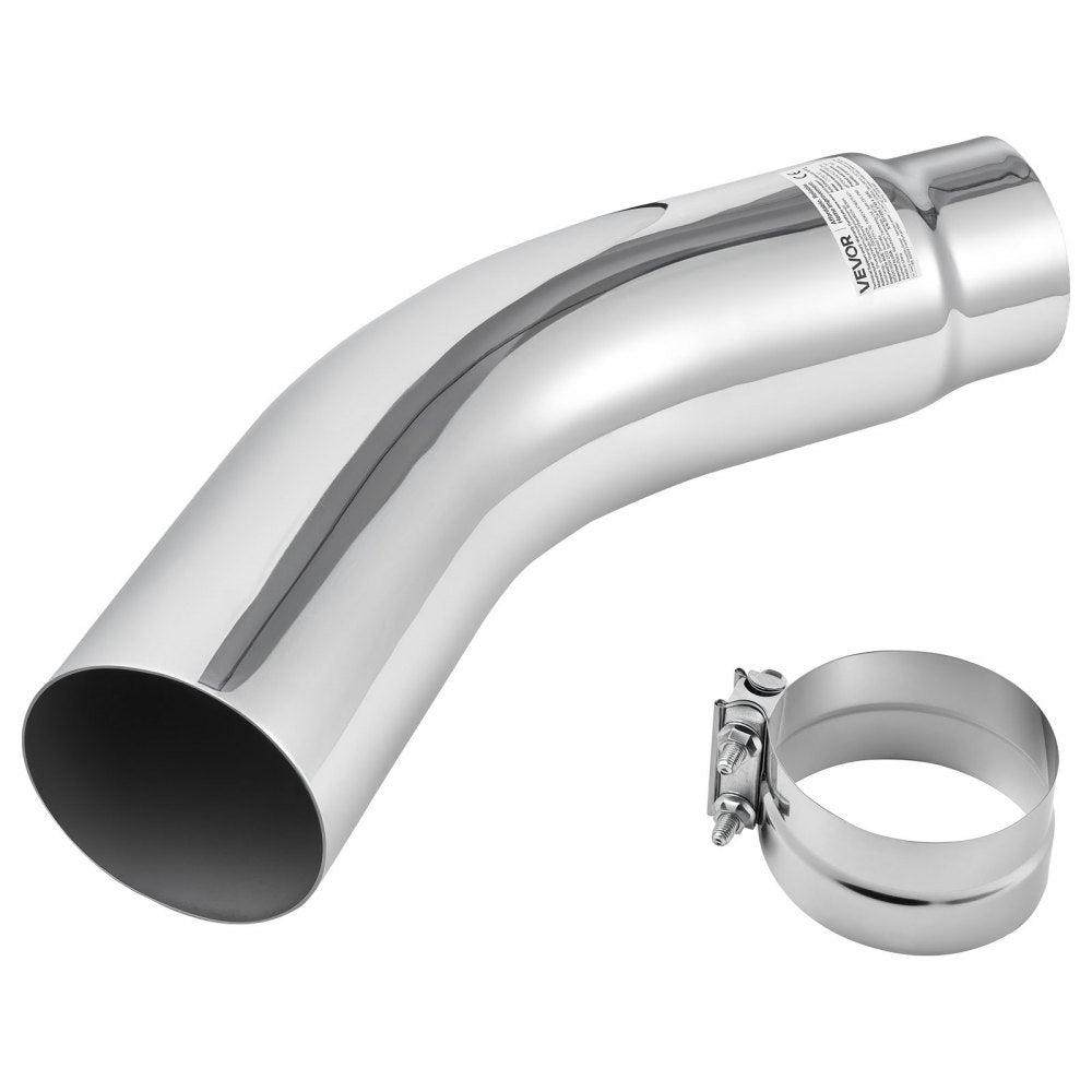 VEVOR Elbow Exhaust Tip, 5 Inch Inlet, 6 Inch Outlet, 23 in Overall Length, Chrome Turn Down Exhaust Tip with Clamp for Truck, Sedan, Sports Car, SUV, Chrome Structure for High Temperature Resistance