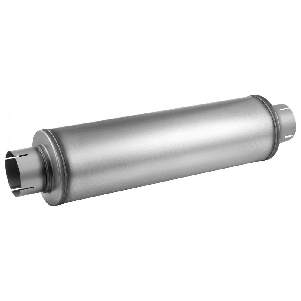 VEVOR Exhaust Muffler, 4 Inch Inlet & Outlet, 30 Inch Overall Length Stainless Steel Exhaust Tip, Universal Resonator Round Body, High Performance for Trucks, Sedans, Sports Cars, SUVs & Daily Drivers
