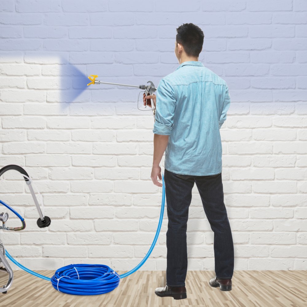 VEVOR Airless Paint Spray Hose Kit, 50ft 3600 psi High Pressure Fiber Tube with 8 inch Extension Rod Pole, Including 517 Tip and Tip Guard, 1/4" Swivel Joint for Homes Buildings Decks or Fences