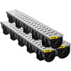 VEVOR Trench Drain System, Channel Drain with Metal Grate, 5.9x5.1-Inch HDPE Drainage Trench, Black Plastic Garage Floor Drain, 3x39 Trench Drain Grate, with 3 End Caps, for Garden, Driveway-3 Pack