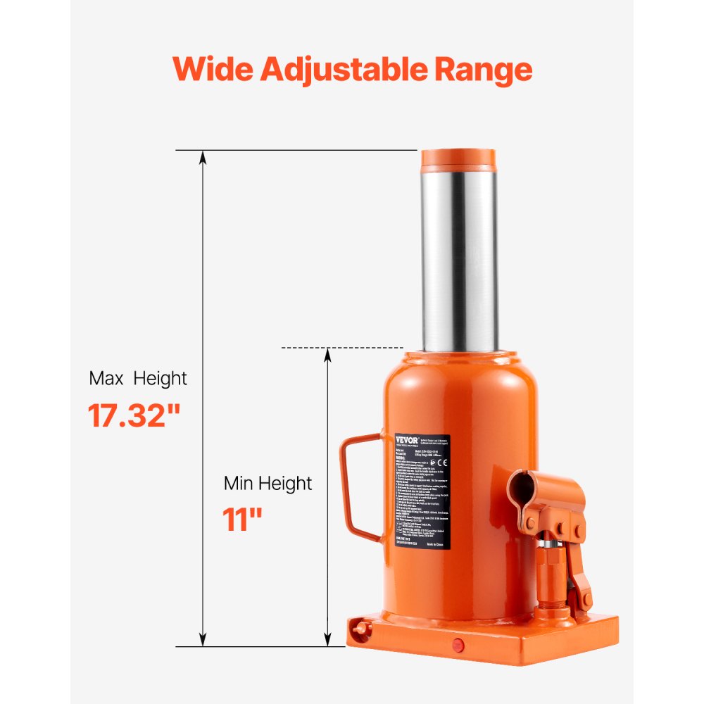 VEVOR Hydraulic Bottle Jack, 50 Ton/110231 lbs Welded Bottle Jack with 11''-17.32'' Lifting Range & 3-Section Long Handle, for Car, Pickup, Truck, RV, Auto Repair, Industrial Engineering
