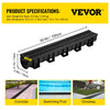VEVOR Trench Drain System, Channel Drain with Plastic Grate, 5.9x5.1-Inch HDPE Drainage Trench, Black Plastic Garage Floor Drain, 6x39 Trench Drain Grate, with 6 End Caps, for Garden, Driveway-6 Pack