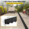 VEVOR Trench Drain System, Channel Drain with Plastic Grate, 5.9x7.5-Inch HDPE Drainage Trench, Black Plastic Garage Floor Drain, 5x39 Trench Drain Grate, with 5 End Caps, for Garden, Driveway-5 Pack
