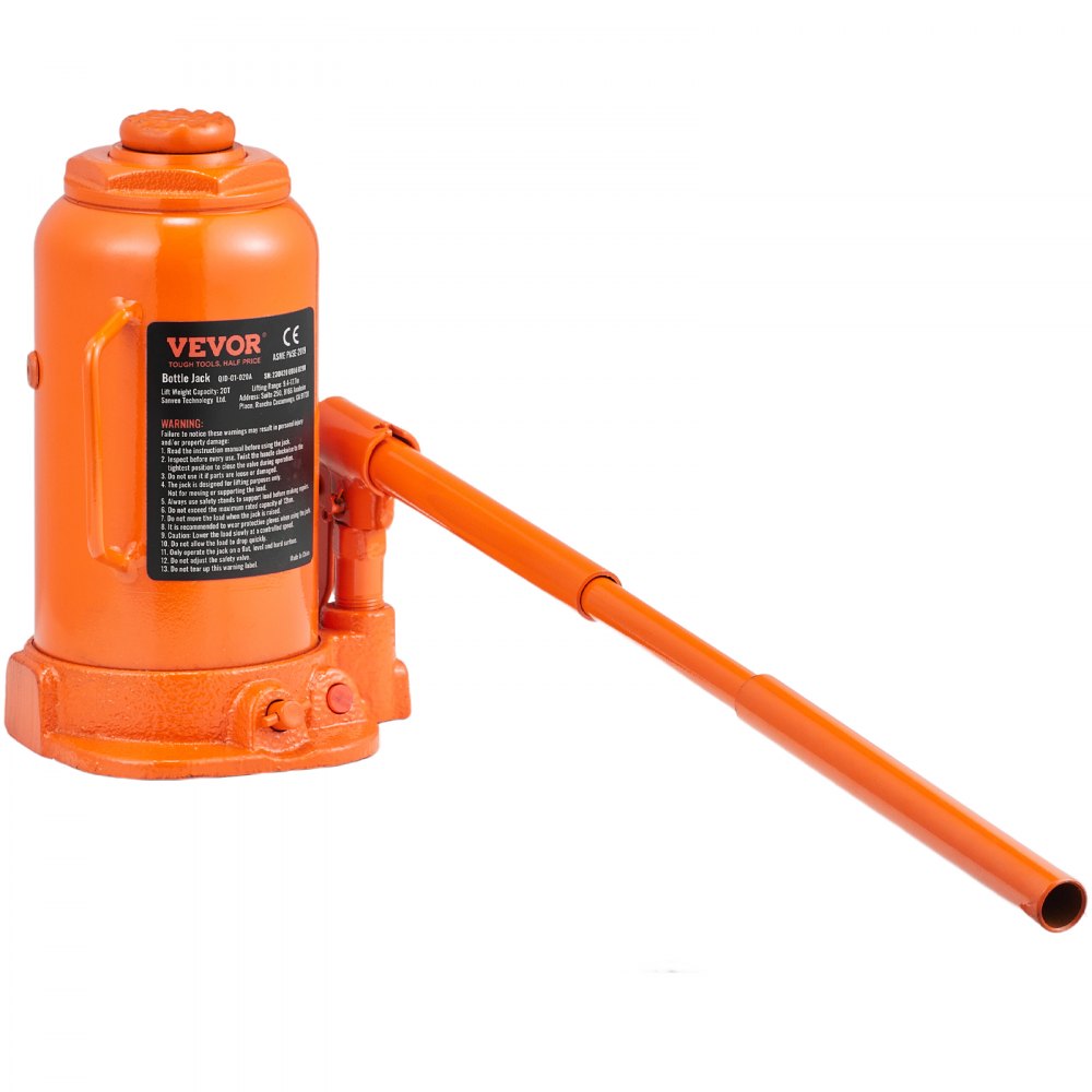 VEVOR Hydraulic Bottle Jack, 20 Ton/44092 LBS All Welded Bottle Jack, 7.5-14 inch Lifting Range, with 3-section Long Handle, for Car, Pickup Truck, Truck, RV, Auto Repair, Industrial Engineering