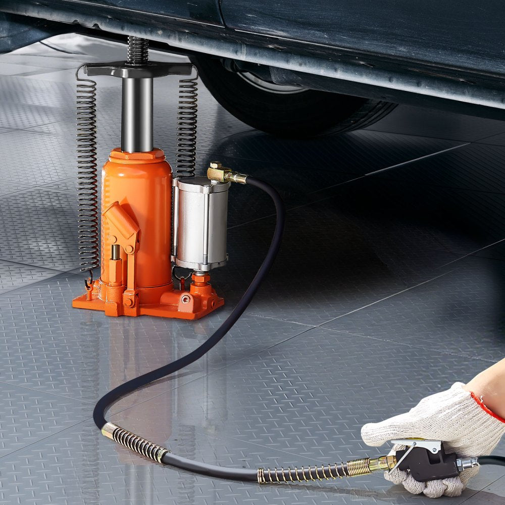 VEVOR Air Hydraulic Bottle Jack, 20 Ton (44092 lbs) Capacity, 10.2-19.5 Inch Lifting Range, Pneumatic/Manual Heavy Duty Welded Bottle Jack with Pump for Car, SUV, Pickup, Truck, RV Auto Repair, Orange