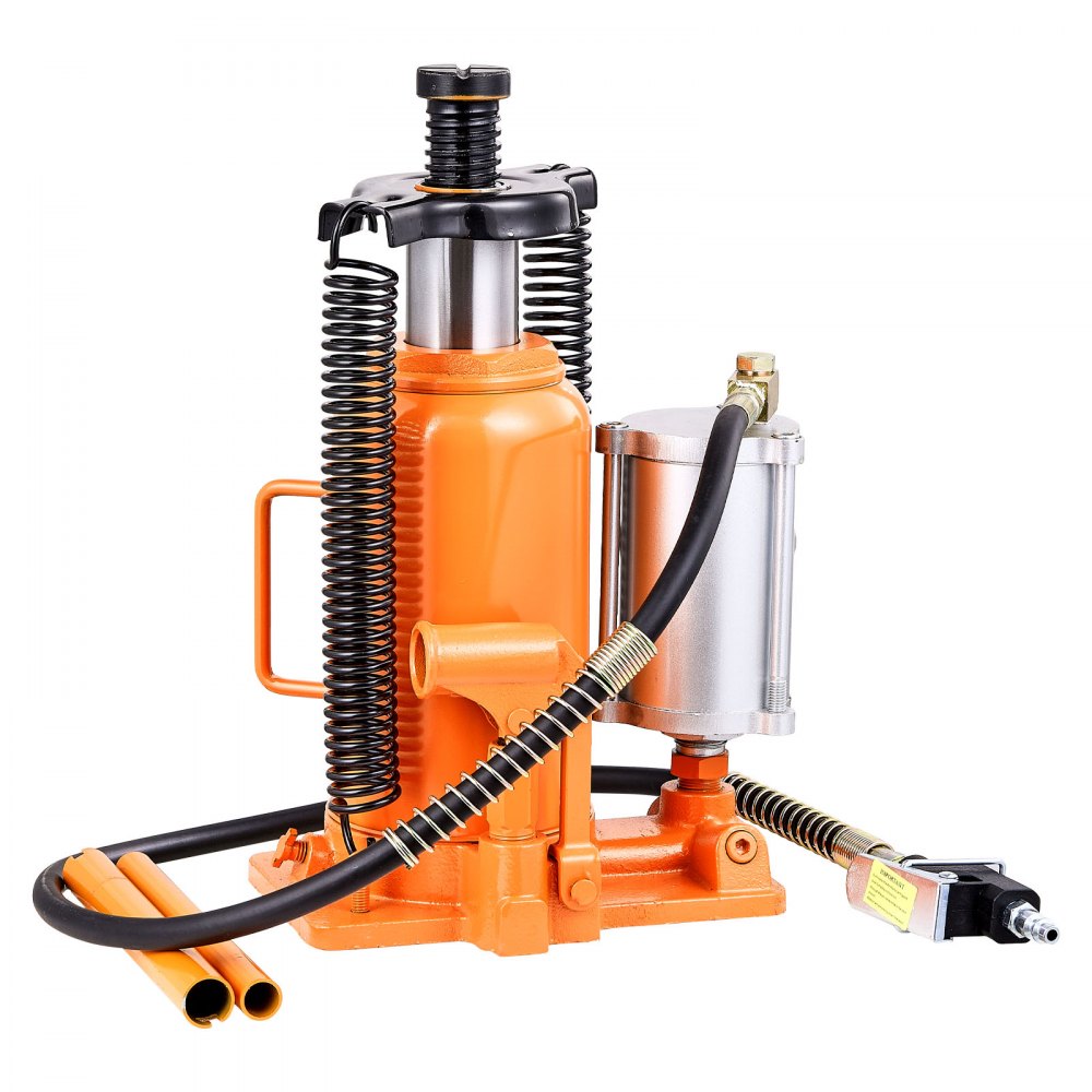 VEVOR Air Hydraulic Bottle Jack, 20 Ton (44092 lbs) Capacity, 10.2-19.5 Inch Lifting Range, Pneumatic/Manual Heavy Duty Welded Bottle Jack with Pump for Car, SUV, Pickup, Truck, RV Auto Repair, Orange