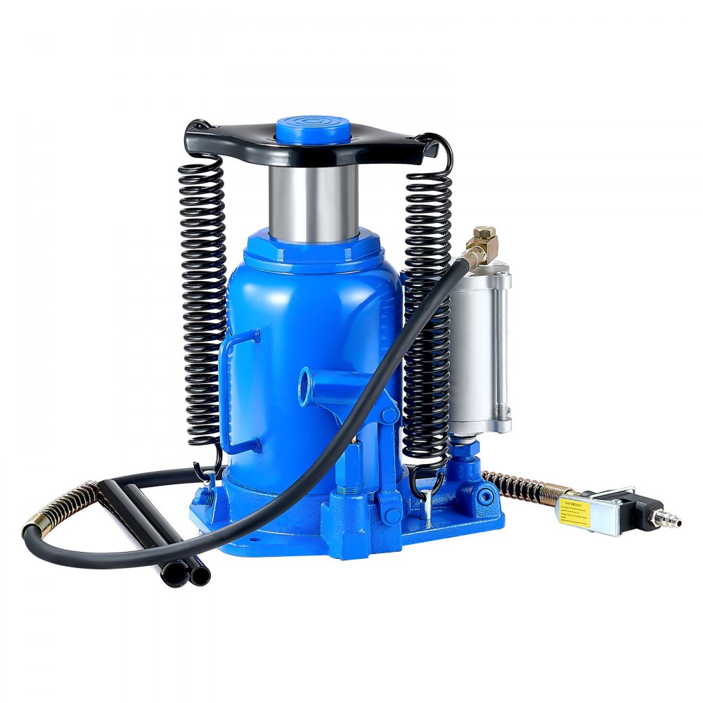 VEVOR Air Hydraulic Bottle Jack, 32 Ton (70546.9 lbs) Capacity, 10-16.3 Inch Lifting Range, Pneumatic/Manual Heavy Duty Welded Bottle Jack with Pump for Car, SUV, Pickup, Truck, RV, Auto Repair, Blue