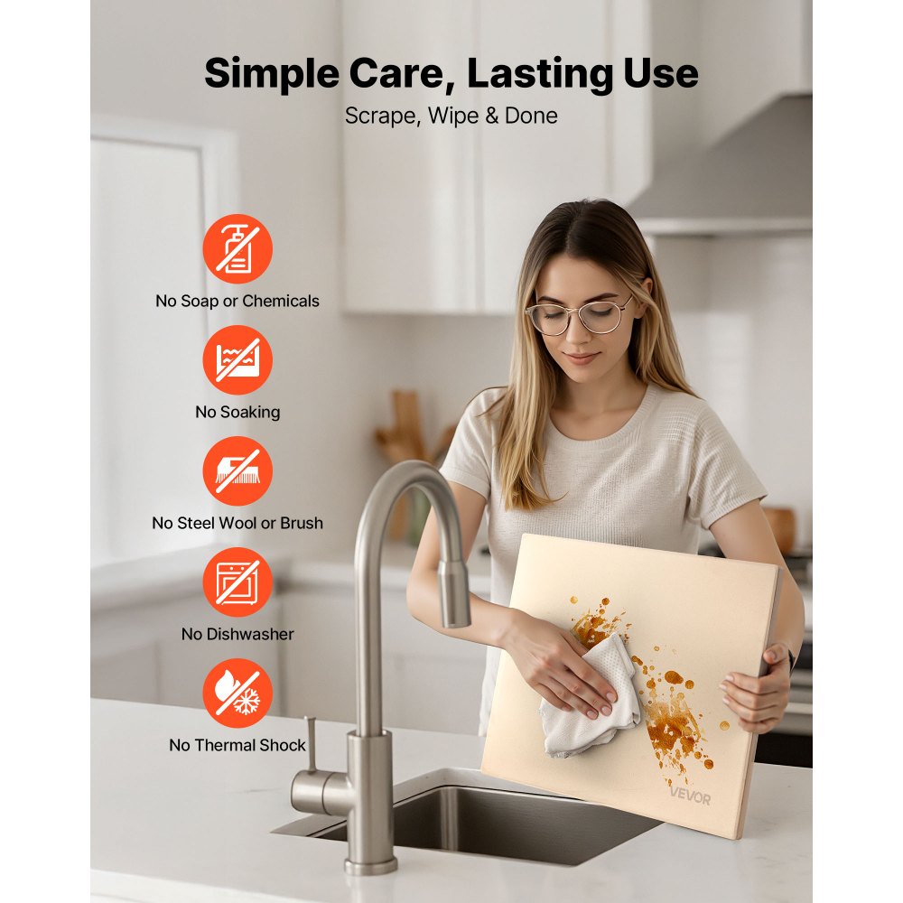 VEVOR Pizza Stone, 15 x 12 in Rectangular Cordierite Pizza Stone, Extra Large Baking-Stone with Scraper, 0.6 in Thick Heat-Resistant Cordierite, for Kitchen Oven, Baking Bread & Pizzas, BBQ Grilling