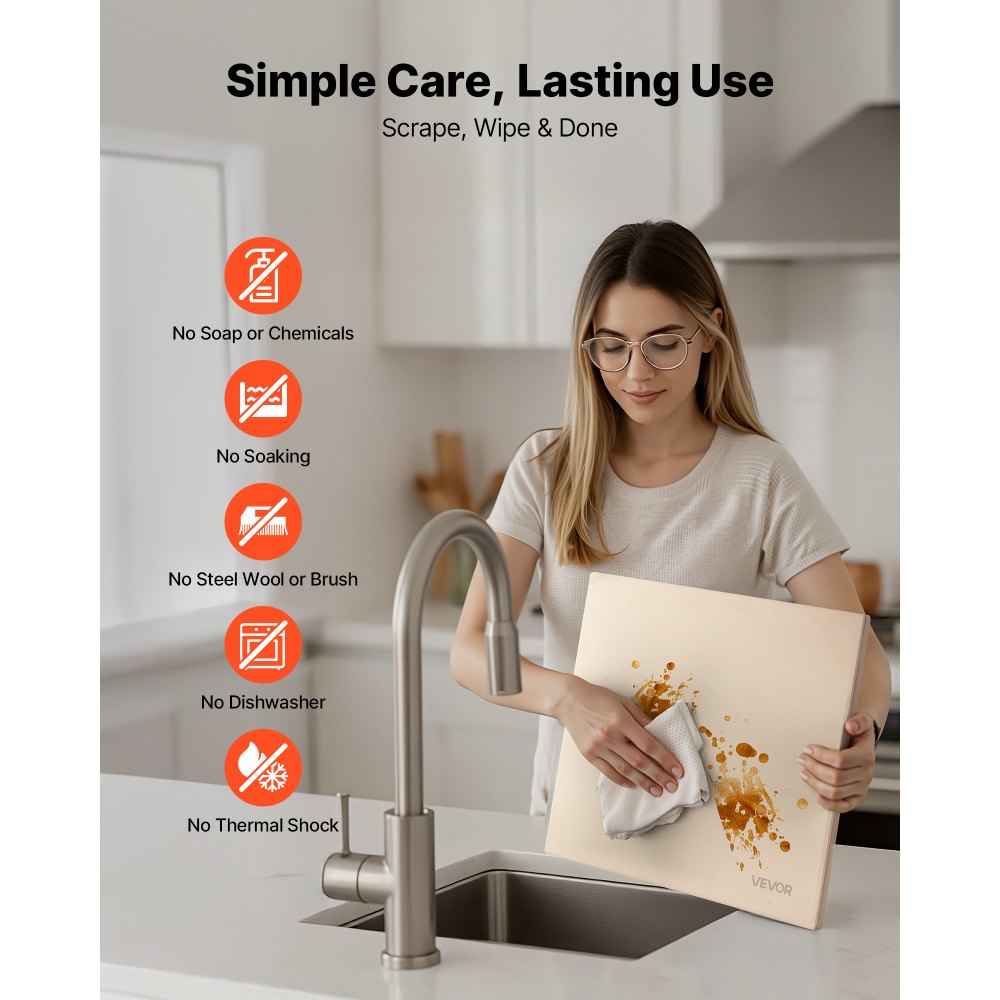 VEVOR Pizza Stone, 16 x 14 x 0.6 Inch Rectangular Cordierite Pizza Stone, Large Baking-Stone with Scraper, 1450℉ Heat-Resistant Cordierite Cooking Stones for Kitchen Bake Oven, BBQ Grilling