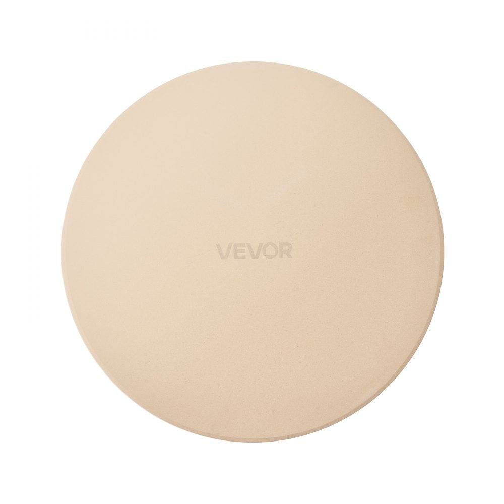 VEVOR Pizza Stone, 15 in Round Pizza Stone,  0.67 in Large Cordierite Baking-Stone with Metal Peel, Scrape, 1450℉ Heat-Resistant Cooking Stones, for Kitchen Oven, Baking Pizzas, BBQ Grilling