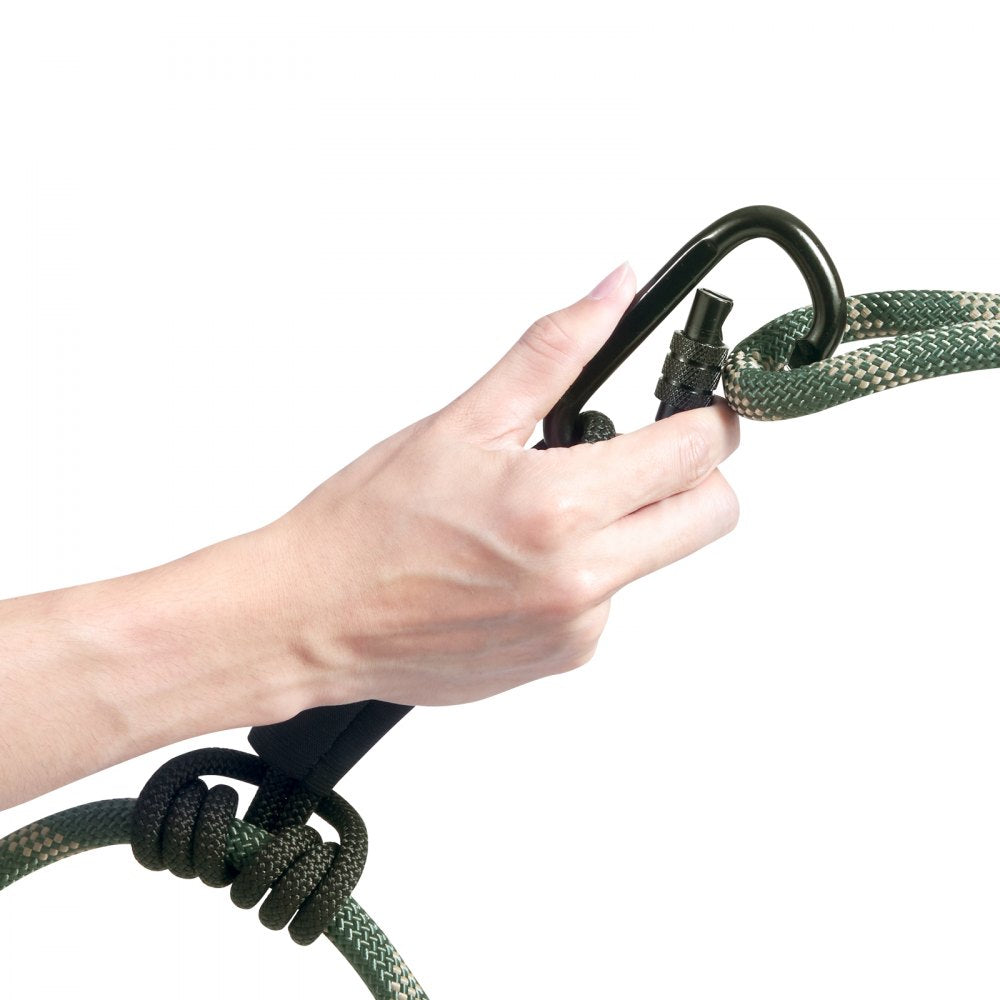 VEVOR Tree Stand Safety Rope, 9 ft/2.7 M Treestand Lifeline Rope 30KN Breaking Tension, 0.6'' Hunting Safety Line with Prusik Knot, 2pcs Carabiner and Silencer, for Treestrap and Climbing