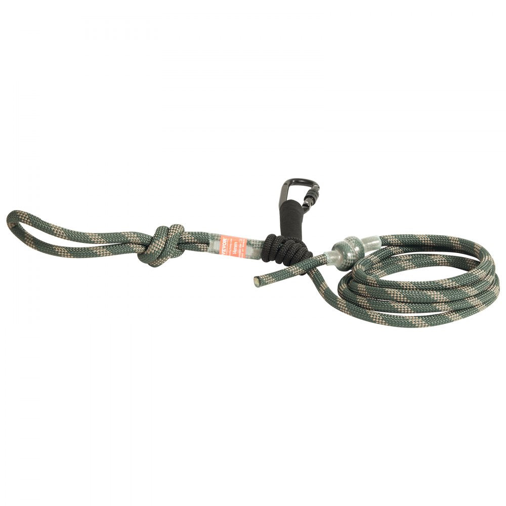 VEVOR Tree Stand Safety Rope, 9 ft/2.7 M Treestand Lifeline Rope 30KN Breaking Tension, 0.6'' Hunting Safety Line with Prusik Knot, 2pcs Carabiner and Silencer, for Treestrap and Climbing